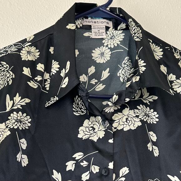Vintage Notations button up satin floral shirt dark academia fairy whimsigoth M - Picture 7 of 16